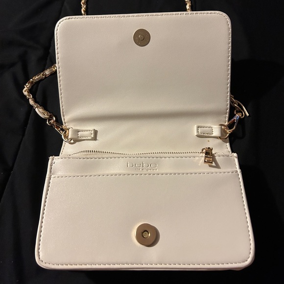 White Quilted Small Purse with Gold and White Strap - Picture 2 of 5